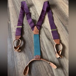 VTG Polo Ralph Lauren Silk Grosgrain Suspenders Made in USA Plum Purple Braces